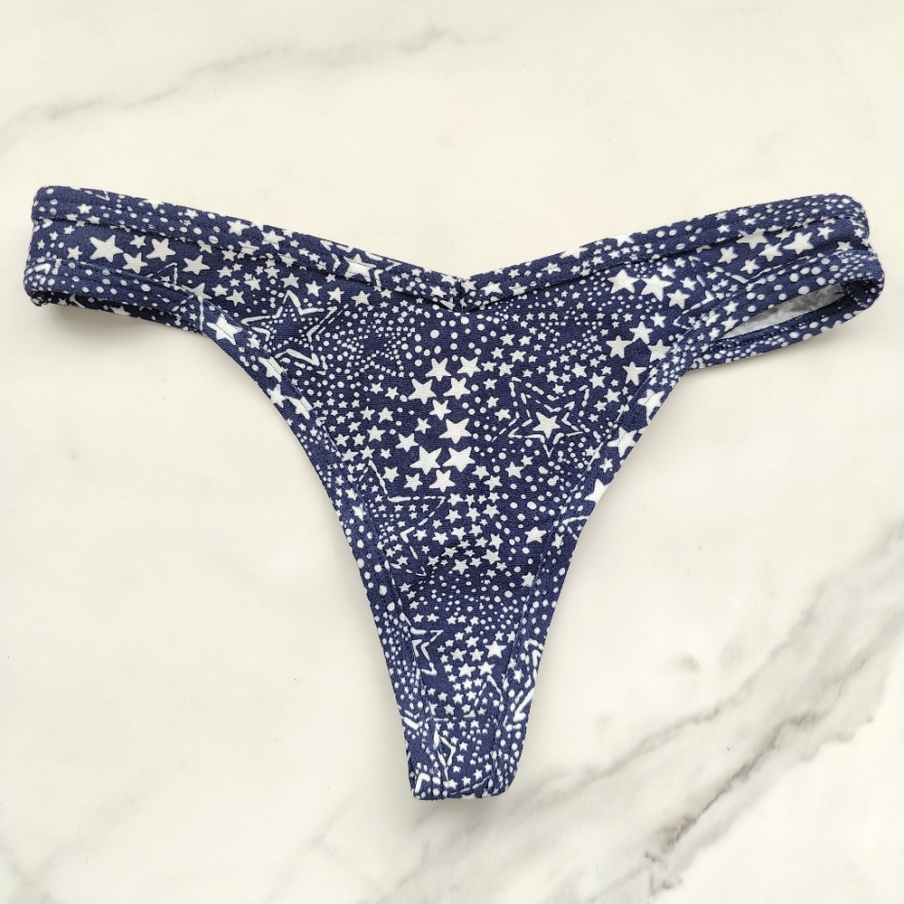 NWT PINK VICTORIA'S SECRET COTTON SMOOTH THONG PANTY IN MIDNIGHT NAVY STAR MEDIU